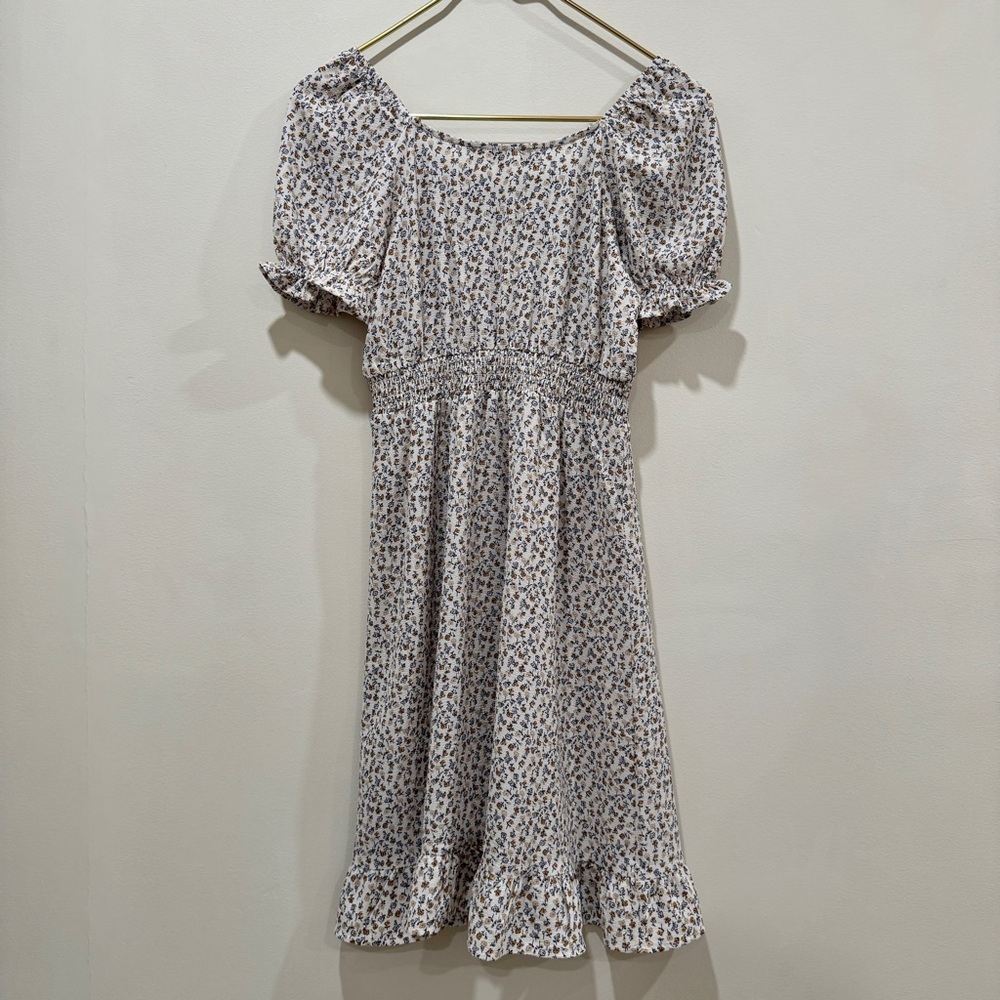 Monteau Floral Feminine Puff Sleeve Dress Size S Cottagecore Milkmaid Peasant - Picture 2 of 10
